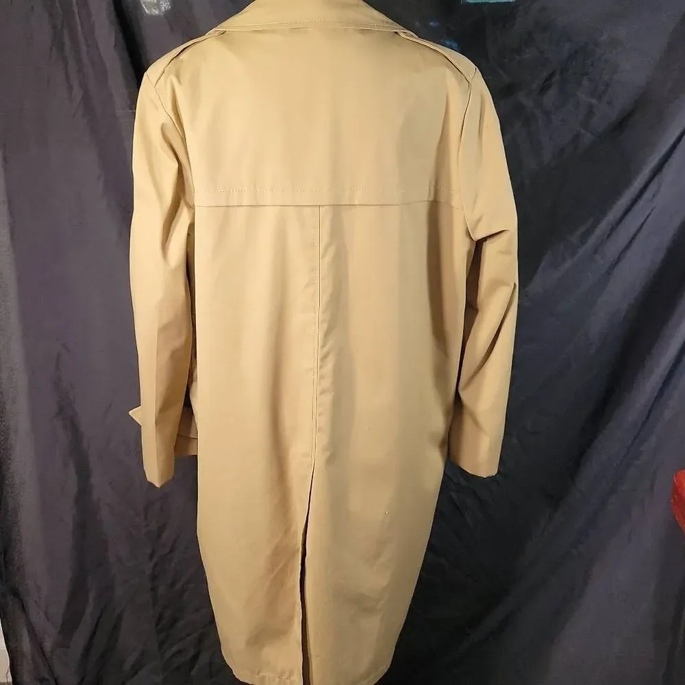 Trench coat Vintage Men's Large 42 Regular Long‎ Tan Double Breasted Coat